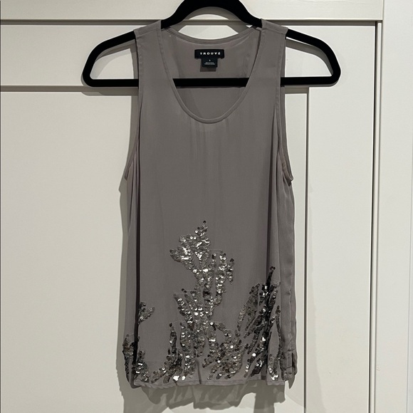 Trouve Silver Embellished Tank Top - Picture 1 of 4